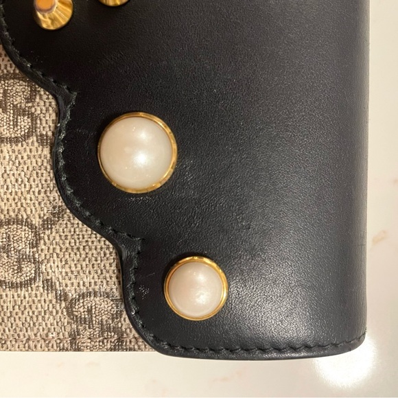 Gucci Black Leather Peony Pearl-Studded Wallet, 431474 - Picture 6 of 12